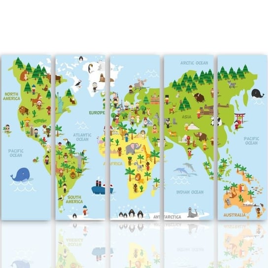 Obraz na płótnie Canvas CARO, Obrazkowa mapa świata, 150x100 cm Feeby