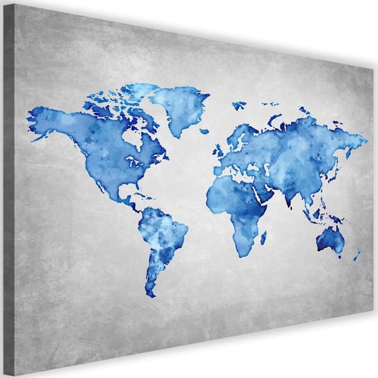 Obraz na płótnie Canvas FEEBY, Błękitna mapa świata, 120x80 cm Feeby