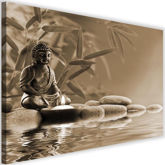 Obraz na płótnie Canvas FEEBY, Budda nad wodą na kamieniach 4, 90x60 cm Feeby