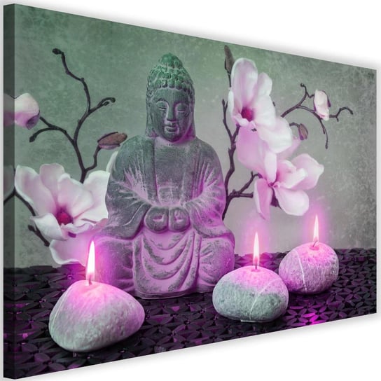 Obraz na płótnie Canvas FEEBY, Budda z orchideami i świeczkami 2, 120x80 cm Feeby