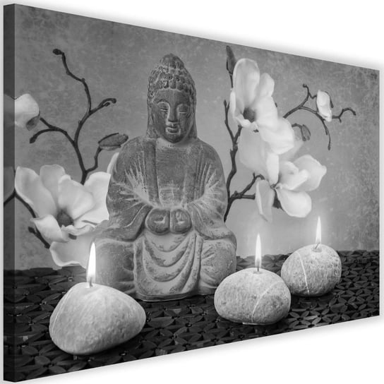 Obraz na płótnie Canvas FEEBY, Budda z orchideami i świeczkami 3, 60x40 cm Feeby