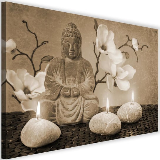 Obraz na płótnie Canvas FEEBY, Budda z orchideami i świeczkami 4, 90x60 cm Feeby