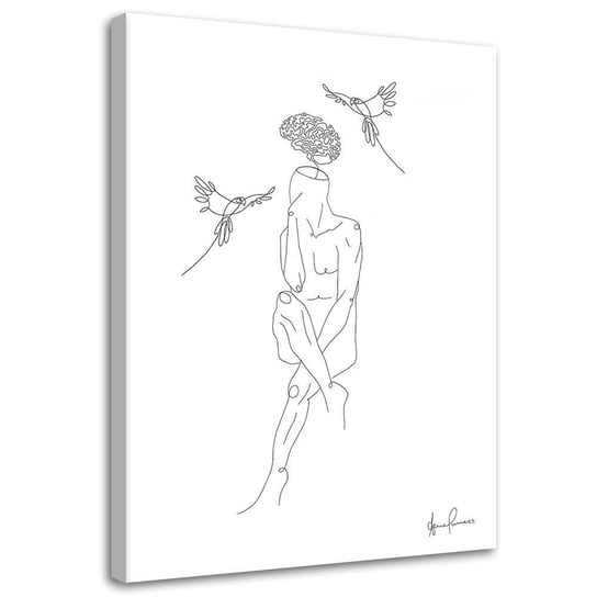 Obraz na płótnie Canvas FEEBY, Człowiek i ptaki minimalizm, 70x100 cm Feeby