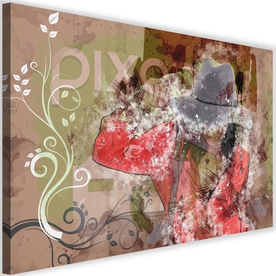 Obraz na płótnie Canvas FEEBY, Dziewczyna w kapeluszu abstrakcja, 120x80 cm Feeby