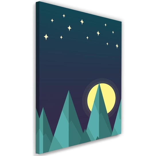 Obraz na płótnie Canvas FEEBY, Geometryczny krajobraz leśny z gwiazdami, 40x60 cm Feeby