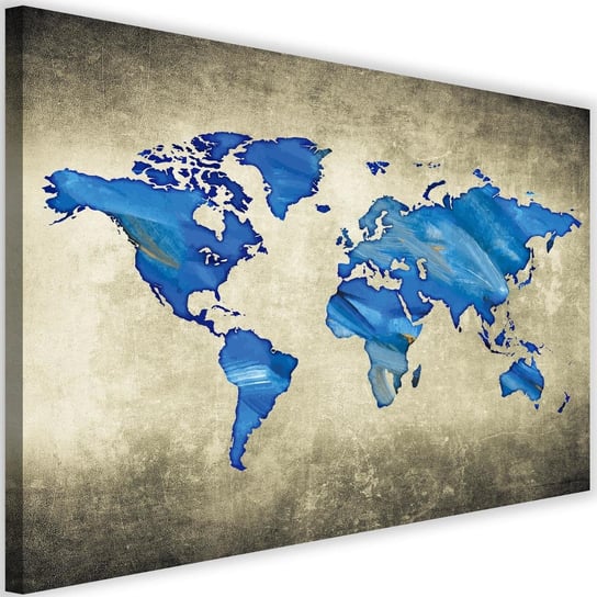 Obraz na płótnie Canvas FEEBY, Granatowa mapa świata, 120x80 cm Feeby
