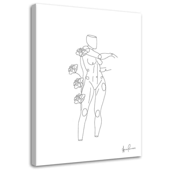 Obraz na płótnie Canvas FEEBY, Kobieta i róże minimalizm, 40x60 cm Feeby