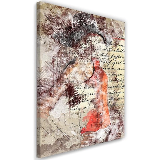Obraz na płótnie Canvas FEEBY, Kobieta w kapeluszu abstrakcja, 40x60 cm Feeby