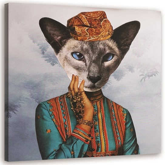 Obraz na płótnie Canvas FEEBY, Kobieta z głową kota, 40x40 cm Feeby