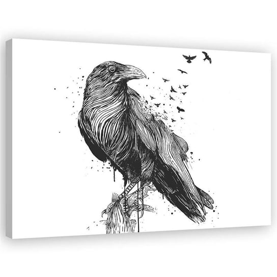 Obraz na płótnie Canvas FEEBY Kruk abstrakcja ptaki, 60x40 cm Feeby