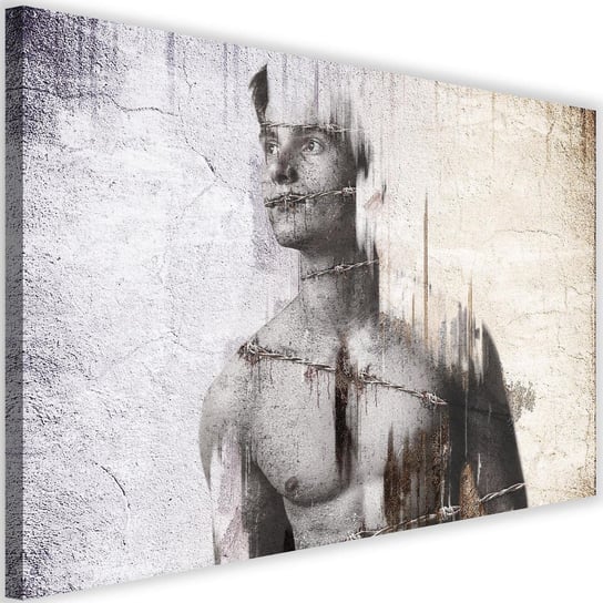 Obraz na płótnie Canvas FEEBY, Mężczyzna z drutem kolczastym, 60x40 cm Feeby
