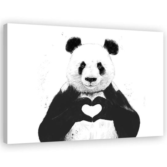 Obraz na płótnie Canvas FEEBY Miś panda abstrakcja serce love, 60x40 cm Feeby