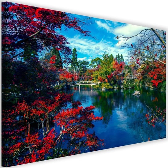 Obraz na płótnie Canvas FEEBY, Mostek nad rzeką w parku, 120x80 cm Feeby