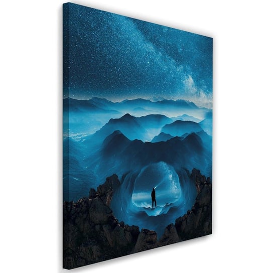 Obraz na płótnie Canvas FEEBY, Niebieskie skały i człowiek, 70x100 cm Feeby