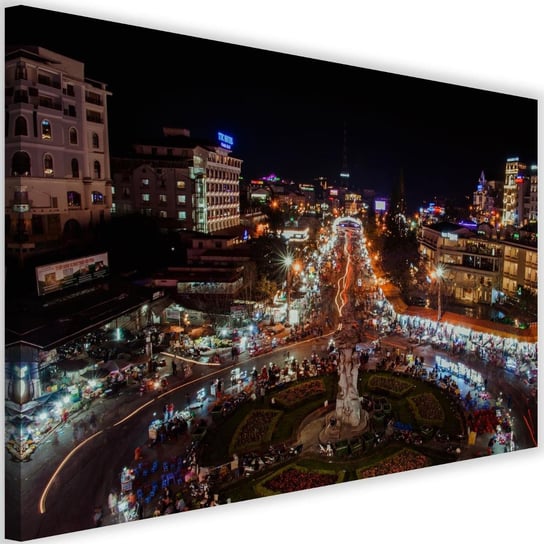 Obraz na płótnie Canvas FEEBY, Nocne światła w centrum miasta, 90x60 cm Feeby
