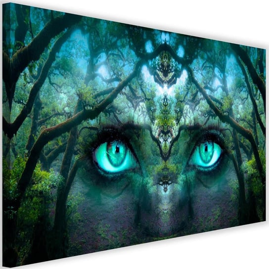 Obraz na płótnie Canvas FEEBY, Oczy wśród gałęzi fantasy, 120x80 cm Feeby