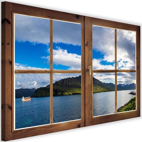 Obraz na płótnie Canvas FEEBY, Okno - jezioro i wyspa, 60x40 cm Feeby