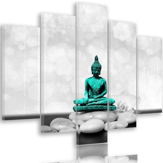 Obraz na płótnie Canvas FEEBY, pentaptyk typ A, Budda na kamieniach Zen, 250x120 cm Feeby