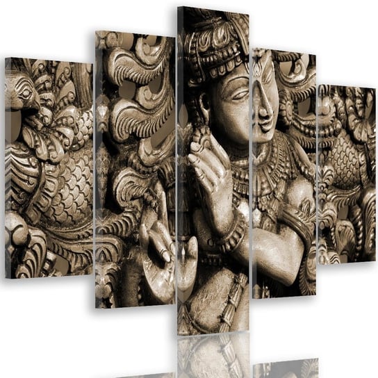 Obraz na płótnie Canvas FEEBY, pentaptyk typ A, Budda na mozaikowym tle, 300x140 cm Feeby