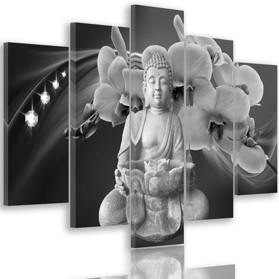 Obraz na płótnie Canvas FEEBY, pentaptyk typ A, Budda z orchideami, 200x100 cm Feeby