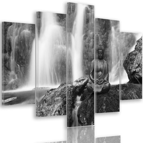Obraz na płótnie Canvas FEEBY, pentaptyk typ A, Budda z wodospadem, 300x140 cm Feeby