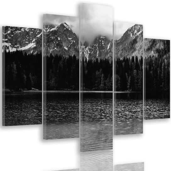 Obraz na płótnie Canvas FEEBY, pentaptyk typ A, Góry nad jeziorem 2, 150x100 cm Feeby