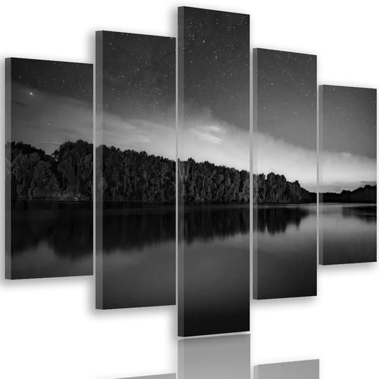 Obraz na płótnie Canvas FEEBY, pentaptyk typ A, Gwiazdy nad jeziorem 2, 200x100 cm Feeby