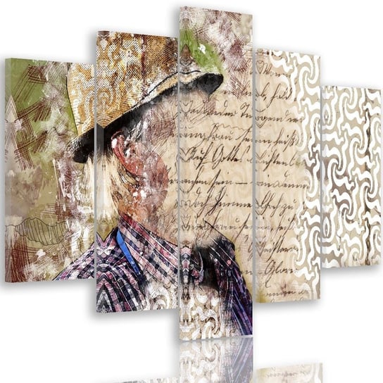 Obraz na płótnie Canvas FEEBY, pentaptyk typ A, Mężczyzna w kapeluszu abstrakcja, 100x70 cm Feeby
