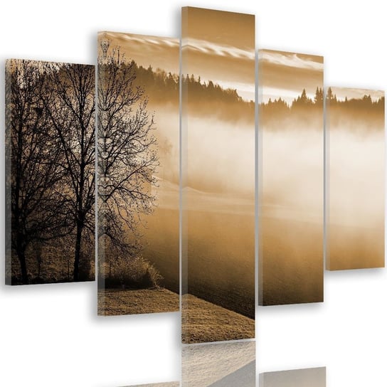 Obraz na płótnie Canvas FEEBY, pentaptyk typ A, Mgła nad jeziorem 1, 200x100 cm Feeby