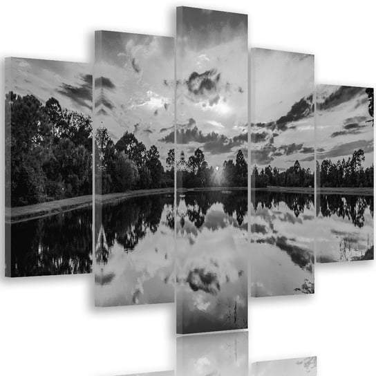 Obraz na płótnie Canvas FEEBY, pentaptyk typ A, Wschód słońca nad jeziorem 2, 100x70 cm Feeby