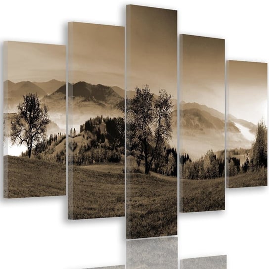 Obraz na płótnie Canvas FEEBY, pentaptyk typ A, Wzgórza z jesiennymi drzewami 1, 100x70 cm Feeby