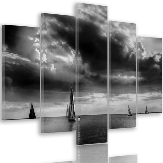 Obraz na płótnie Canvas FEEBY, pentaptyk typ A, Żaglówki na morzu 2, 300x140 cm Feeby
