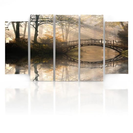 Obraz na płótnie Canvas FEEBY, pentaptyk typ B, Mostek w parku, 100x70 cm Feeby
