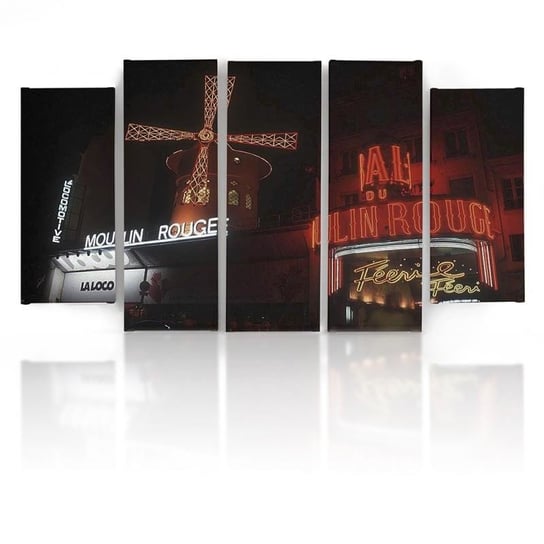 Obraz na płótnie Canvas FEEBY, pentaptyk typ B, Moulin Rouge, 100x70 cm Feeby