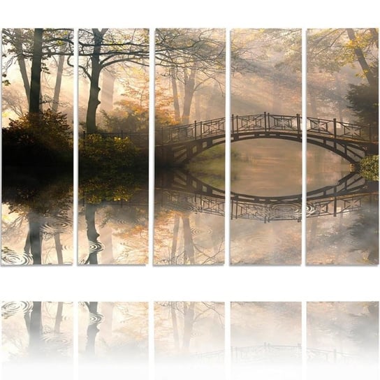Obraz na płótnie Canvas FEEBY, pentaptyk typ C, Most w parku, 100x70 cm Feeby