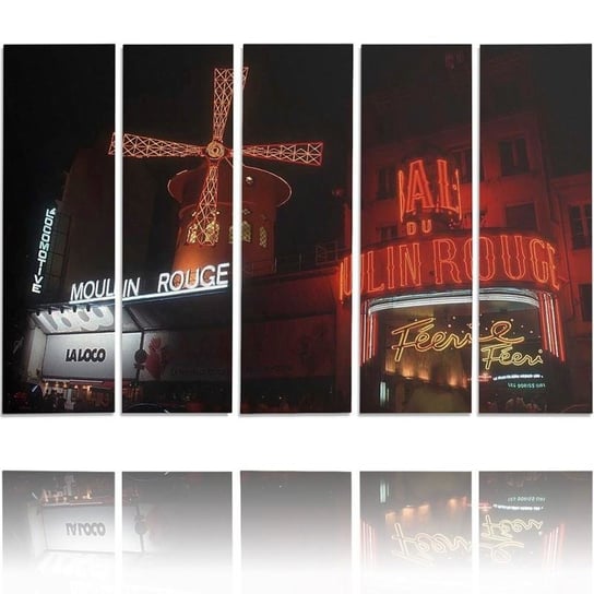 Obraz na płótnie Canvas FEEBY, pentaptyk typ C, Moulin Rouge, 100x70 cm Feeby