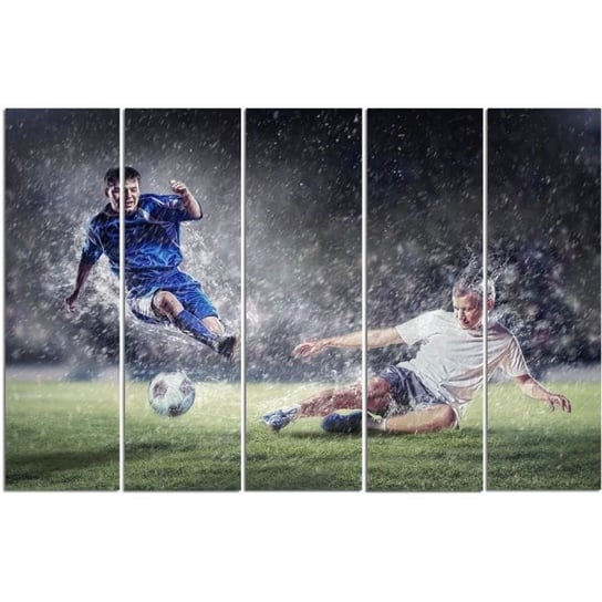 Obraz na płótnie Canvas FEEBY, pentaptyk typ C, Piłkarze - wślizg, 100x70 cm Feeby