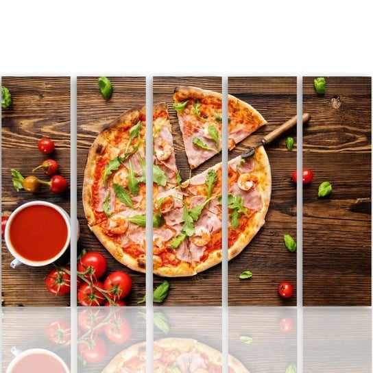 Obraz na płótnie Canvas FEEBY, pentaptyk typ C, Pizza z rukolą, 100x70 cm Feeby