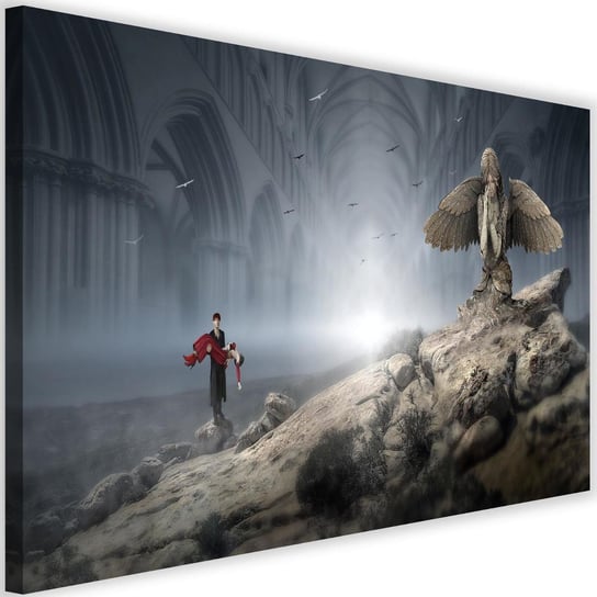 Obraz na płótnie Canvas FEEBY, Płaczący anioł na skale fantasy, 120x80 cm Feeby