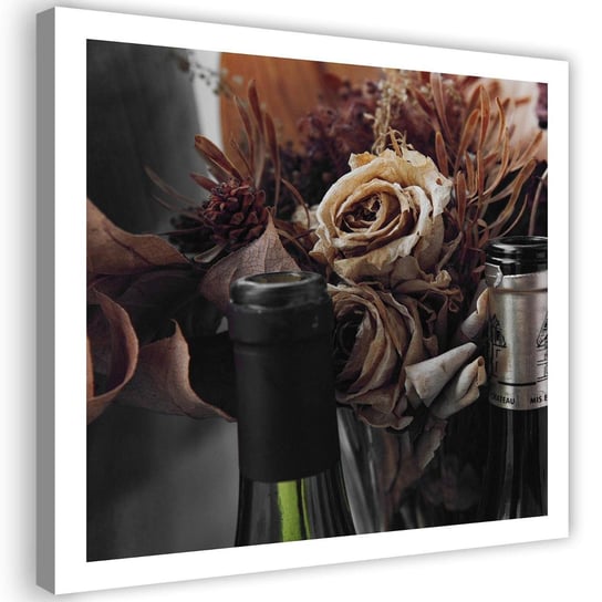 Obraz na płótnie Canvas FEEBY, Suche kwiaty i butelki wina, 60x60 cm Feeby