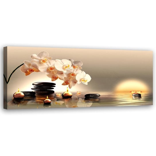 Obraz na płótnie Canvas FEEBY, Świeczki i kamienie zen, 140x45 cm Feeby