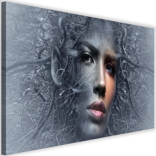 Obraz na płótnie Canvas FEEBY, Twarz kobiety w gałęziach fantasy, 120x80 cm Feeby