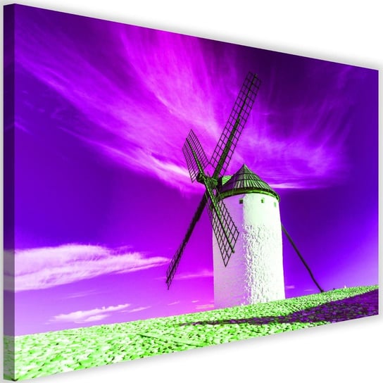 Obraz na płótnie Canvas FEEBY, Wiatrak i fioletowe niebo, 120x80 cm Feeby