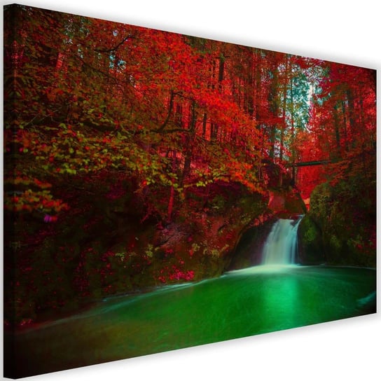 Obraz na płótnie Canvas FEEBY, Wodospad i jesienne drzewa, 120x80 cm Feeby