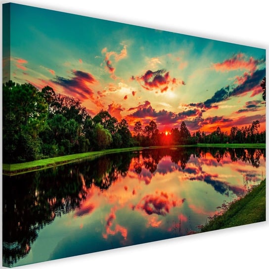 Obraz na płótnie Canvas FEEBY, Wschód słońca nad jeziorem, 60x40 cm Feeby