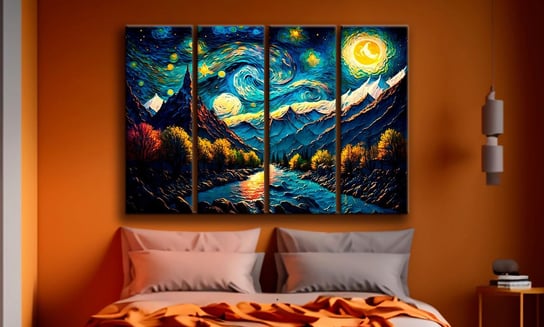 Obraz na płótnie canvas impresjonizm góry noc a 160x110 cm Obraz na płótnie