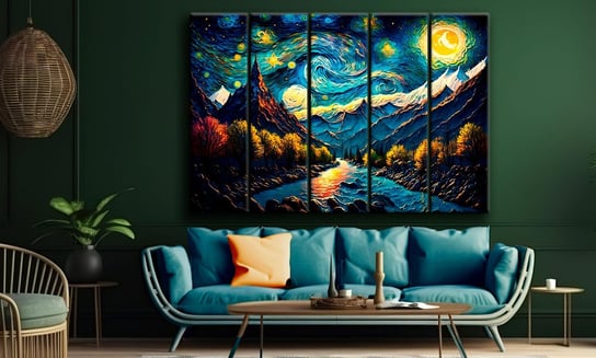 Obraz na płótnie canvas impresjonizm góry noc a 251x110cm Obraz na płótnie
