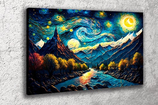 Obraz na płótnie canvas impresjonizm góry noc a 90x60 cm Obraz na płótnie