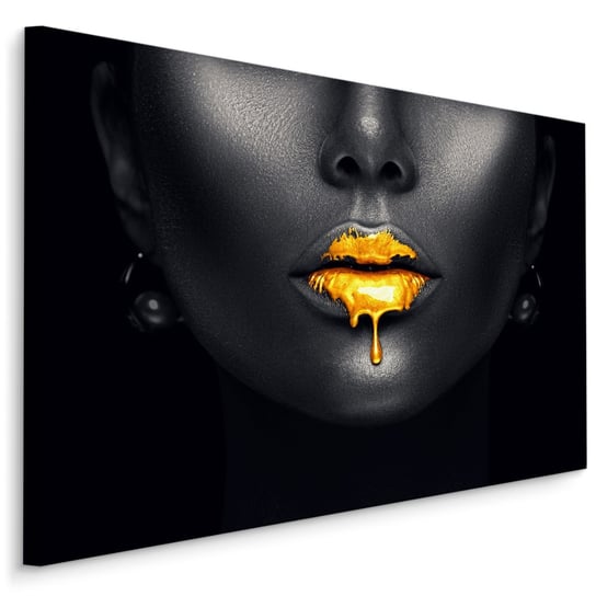 Obraz na Płótnie Canvas Kobieta Złote Usta ABSTRAKCJA 3D 120cm x 80cm Muralo