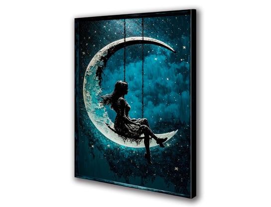 Obraz na płótnie canvas księżyc kobieta huśtawka d 50x70 cm Obraz na płótnie